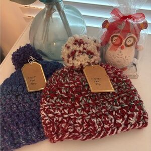 Handmade Red and Purple Crochet Hats